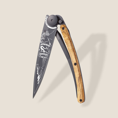 Джобен нож Deejo 37g, Olive wood / Aquarius