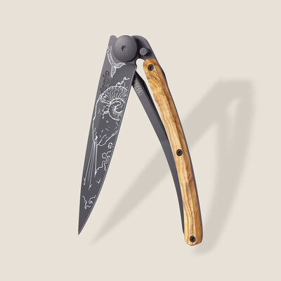 Джобен нож Deejo 37g, Olive wood / Capricorn