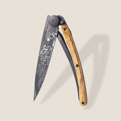 Джобен нож Deejo 37g, Olive wood / Cancer
