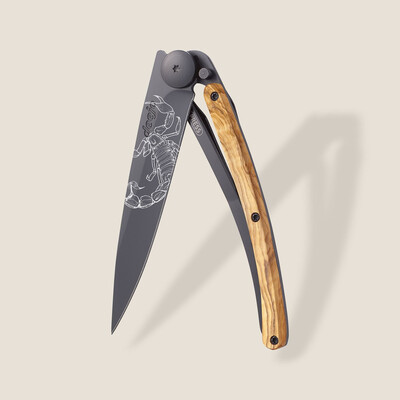 Джобен нож Deejo 37g, Olive wood / Scorpio