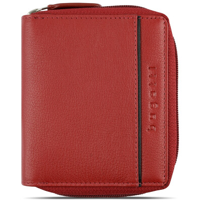 Дамски кожен портфейл Bugatti Banda Vertical Zip Wallet, червен
