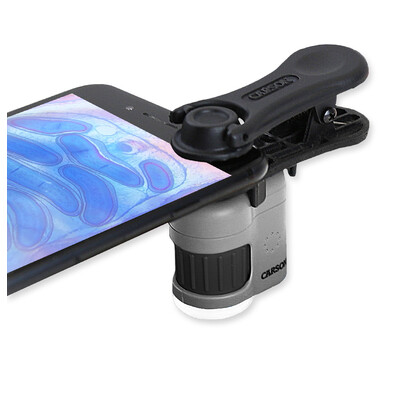 MicroMini™ 20x LED джобен микроскоп с UV светлина и щипка за смартфон