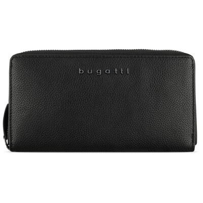 Дамски кожен портфейл Bugatti Bella Ladies Long Zip Wallet, RFID защита, черен