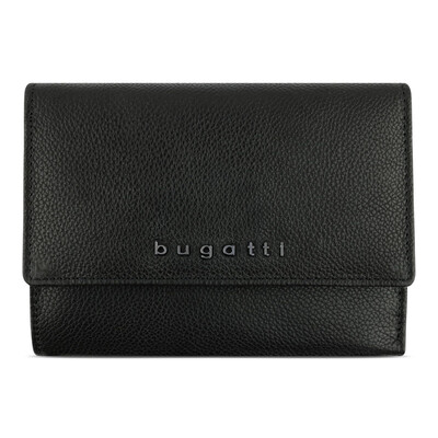 Дамски кожен портфейл Bugatti Bella Ladies Flip Wallet, RFID защита, черен
