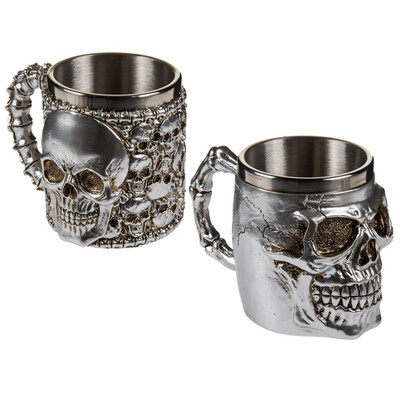 Посребрена чаша с вложка от неръждаема стомана Skull