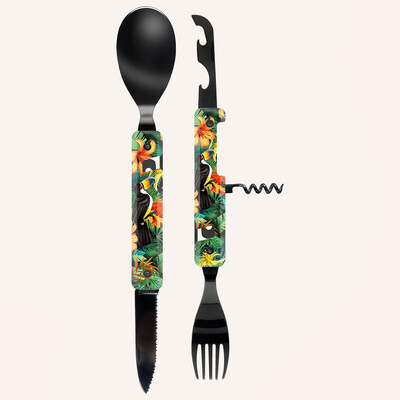 Комплект за хранене Akinod Multifunction Cutlery 13H25, Toucan