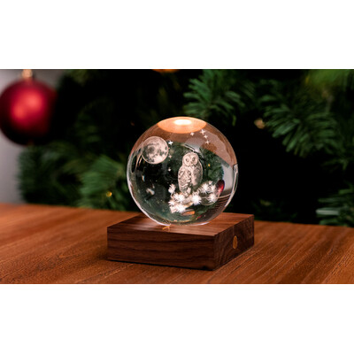 Нощна лампа Ginko Amber Crystal Light Owl Moon