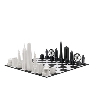 Шах Skyline Chess - London vs New York Edition, картонено игрално поле
