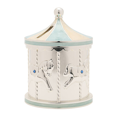 Касичка Bambino Carousel, посребрена, синя