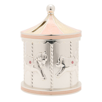 Касичка Bambino Carousel, посребрена, розова