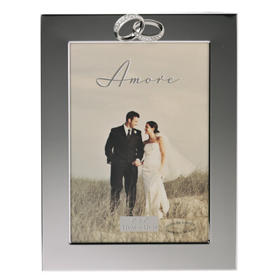 Посребрена фоторамка Amore с кристални пръстени, 13х18 см