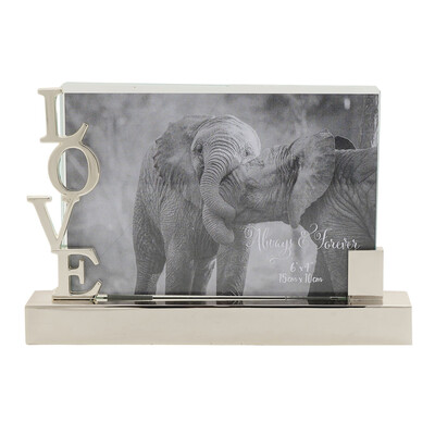 Посребрена фоторамка 15 x 10 см, Love