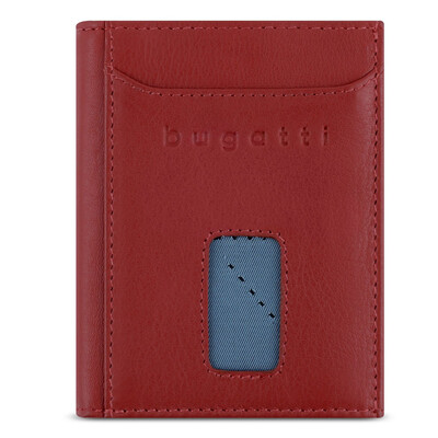Кожен портфейл Bugatti Secure Slim Special Zip Mini, червен