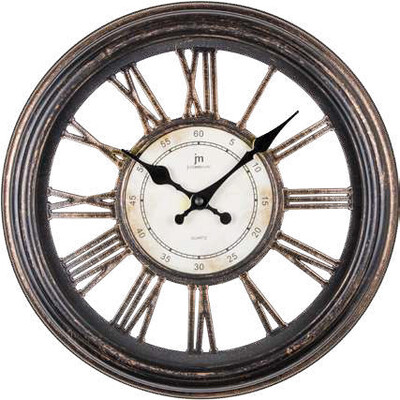 Стенен часовник Lowell / Justaminute, ABS корпус, антик, Ф36 см, черен