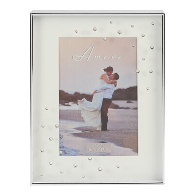 Посребрена фоторамка-кутия Amore с кристали 10 x 15 см