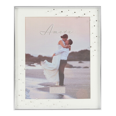 Посребрена фоторамка-кутия Amore с кристали 20 x 25 см