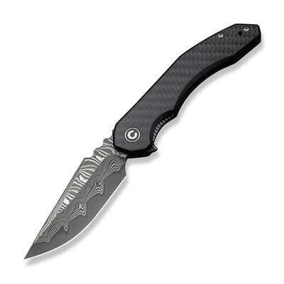 Джобен нож CIVIVI Bluetick Damascus / Carbon Fiber Overlay On Black G10