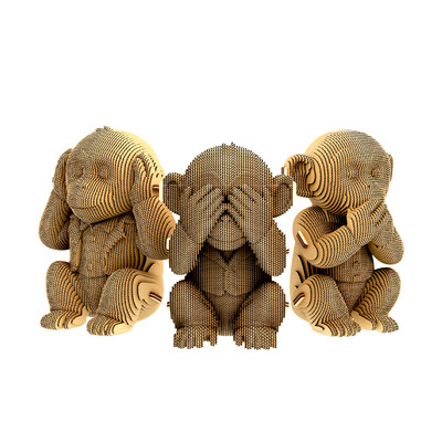 Картонен 3D пъзел CARTONIC MONKEYS TRIO