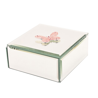 Стъклена кутия за бижута Sophia Pink Butterfly
