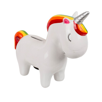 Керамична касичка Unicorn, бяла