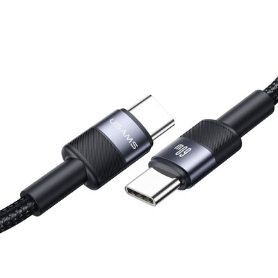 Кабел за бързо зареждане и данни USAMS US-SJ724  60W Aluminum Alloy Data Cable Type-C To Type-C 1.2 метра, черен