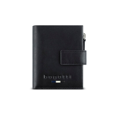 Кожен портфейл за карти Bugatti Romeo, мини, черен