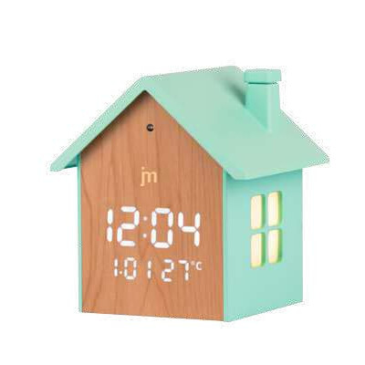 LED будилник  Lowell / JM, къща, дърво, лазур