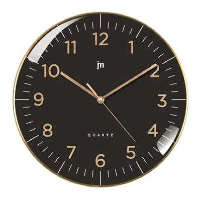 Стенен часовник Lowell / JM, релефни индекси , Ф30, черен