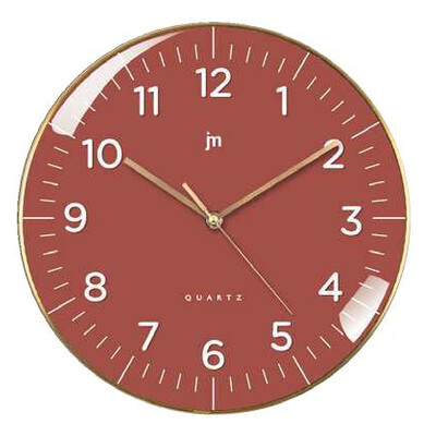 Стенен часовник Lowell / JM, релефни индекси , Ф30, червен