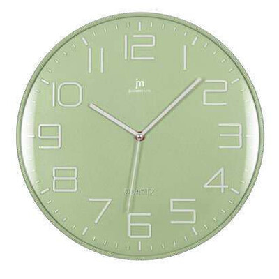 Стенен часовник Lowell / Justaminute, релефни индекси , Ф36, зелен