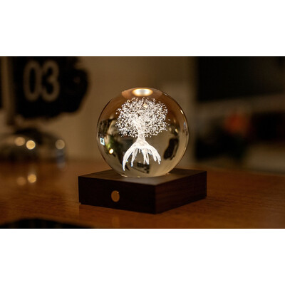 Нощна лампа Gingko Amber Crystal Light Tree of Life