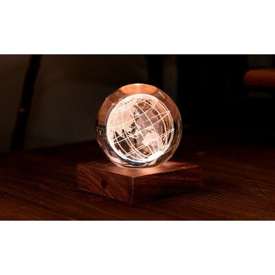 Нощна лампа Gingko Amber Crystal Light World Globe