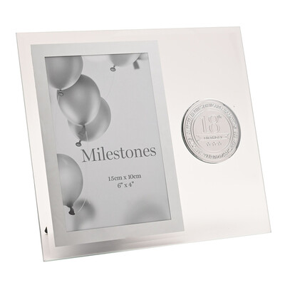 Стъклена рамка Milestone с метална значка “18“, 10 х 15 см