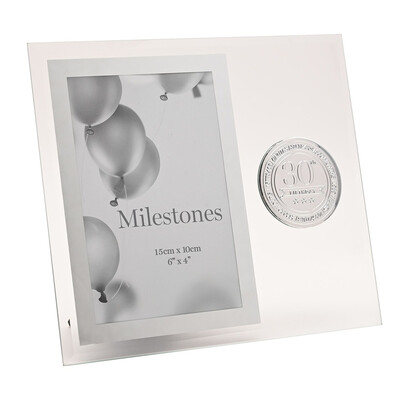 Стъклена рамка Milestone с метална значка “30“, 10 х 15 см