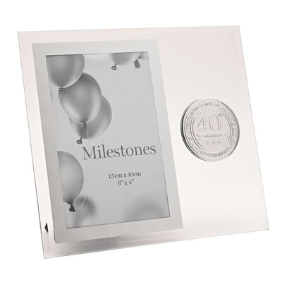 Стъклена рамка Milestone с метална значка “40“, 10 х 15 см