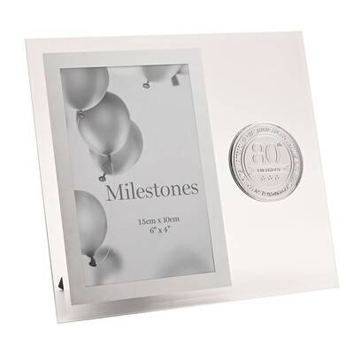 Стъклена рамка Milestone с метална значка “80“, 10 х 15 см