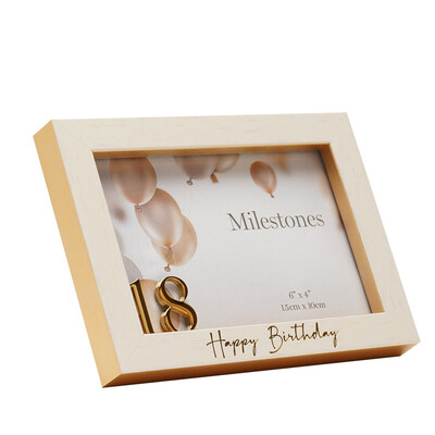 Фоторамка Milestone “Happy Birthday" с 3D цифра "18", 15x10 см