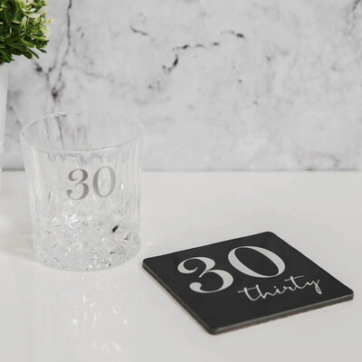 Юбилейна чаша и подложка за уиски Milestones „30“