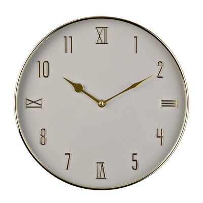 Кръгъл стенен часовник Hometime Grey&Gold