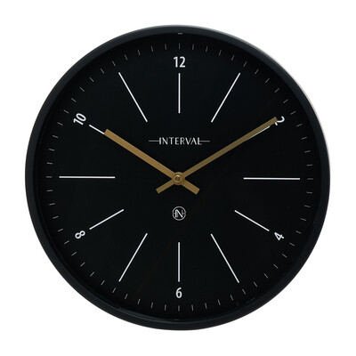 Метален стенен часовник Interval Black - 32см