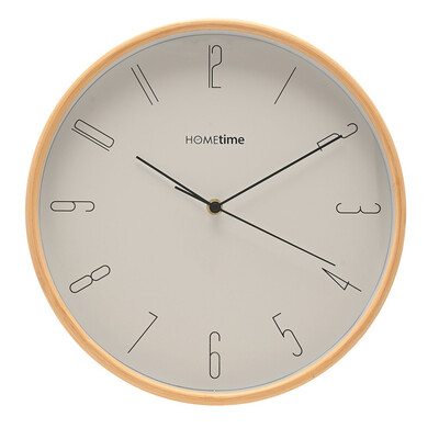 Стенен часовник Hometime Bamboo 32 см, бял