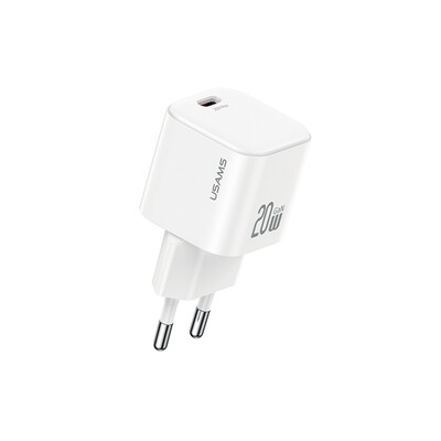 Бързо зарядно устройство USAMS CC260 20W GaN Mini Fast Charger, бяло