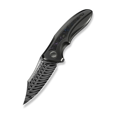 Джобен нож WEKNIFE VARG Polished Gray Titanium Handle With Multi-Color Carbon Fiber Inlay / Fafnir Damasteel Blade