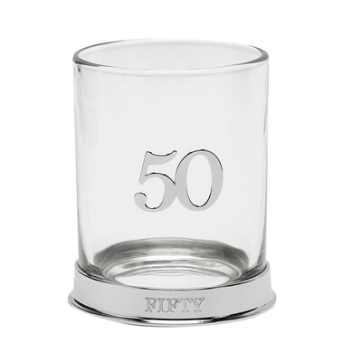 Юбилейна чаша за уиски с 3D число „50“