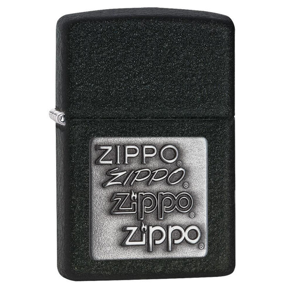 Запалка Zippo Black Crackle Silver Zippo Logo 363
