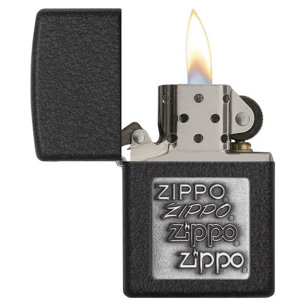 Запалка Zippo Black Crackle Silver Zippo Logo 363