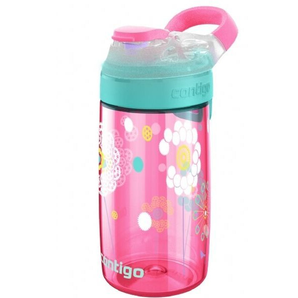 Детска бутилка за вода Contigo Gizmo Sip, черешово розов с цветя 1000-0472