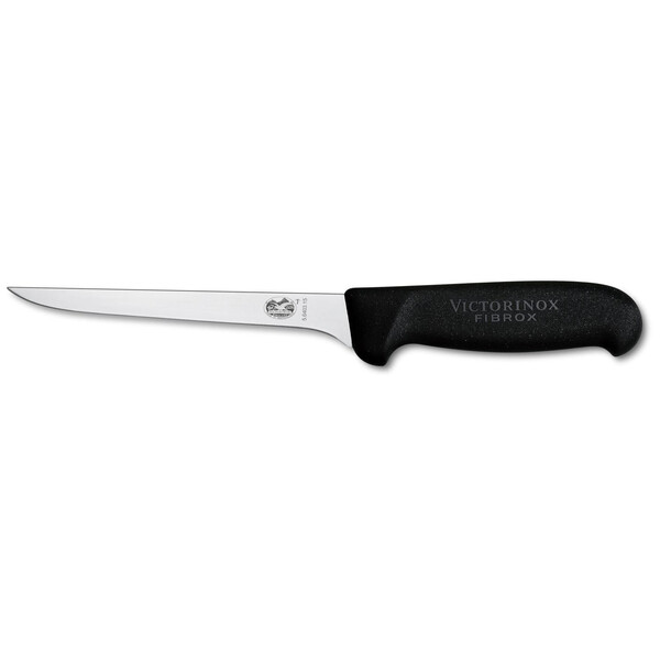 Кухненски нож Victorinox Fibrox за обезкостяване, тясно острие с извит режещ ръб, 150 мм, черен 5.6403.15