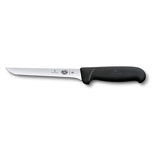 Кухненски нож Victorinox Fibrox за обезкостяване, широко острие с извит заден ръб, 150мм, черен 5.6303.15