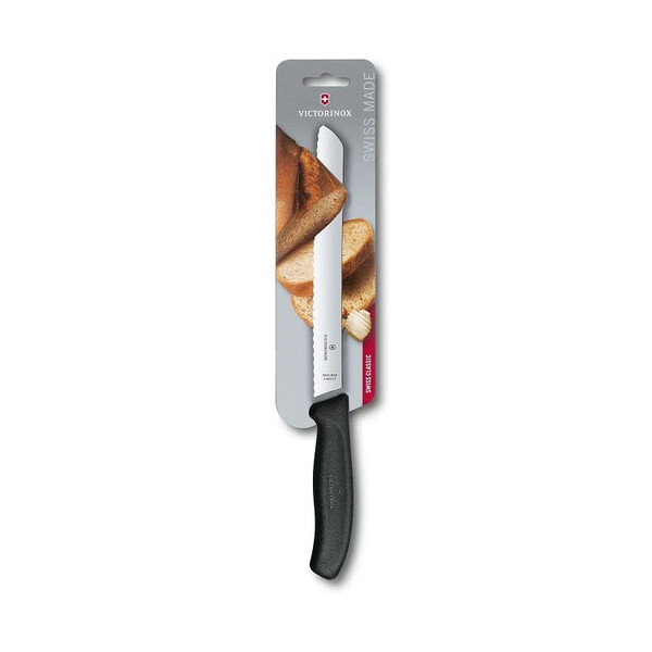 Кухненски нож за хляб Victorinox Swiss Classic, назъбено острие, 21см, черен 6.8633.21B